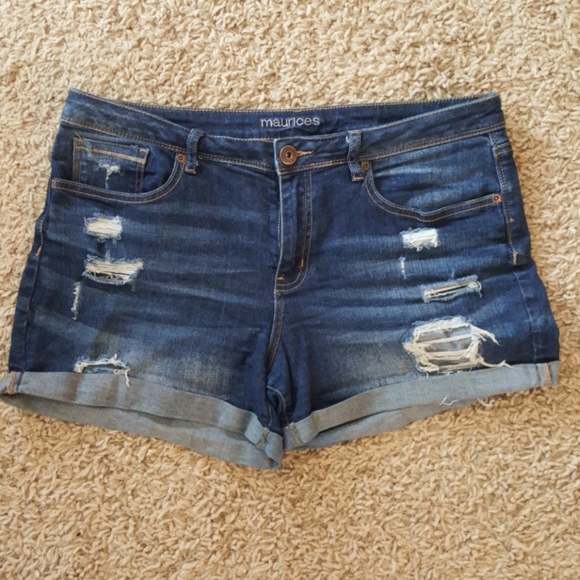 Maurices Rolled Hem Distressed Jean Shorts - Picture 1 of 2